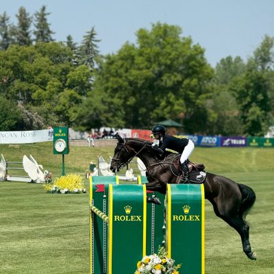 pexels-photo-33355527-33355527 Horse and rider competing in equestrian jumping event on a sunny day.